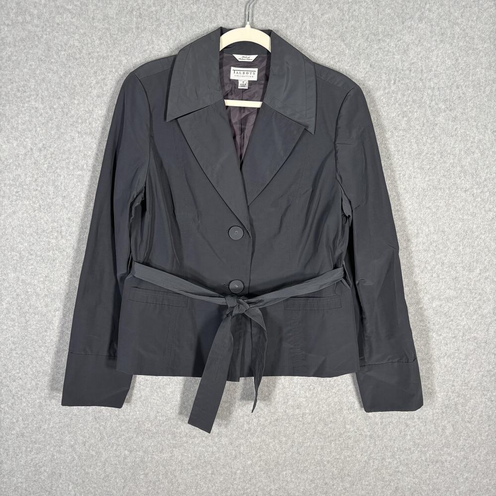 VTG Talbots‎ Blazer Jacket Sz 12 Charcoal Iridescent Italian Fabric Luxury Rain